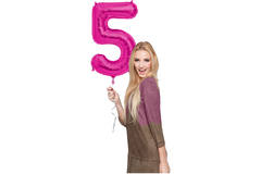 Foil Balloon Number 5 - Magenta - 86 cm