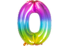 Foil Balloon Shaped Number 0 Yummy Gummy Rainbow - 81 cm