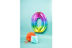 Foil Balloon Shaped Number 0 Yummy Gummy Rainbow - 81 cm