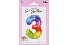 Foil Balloon Shaped Number 3 Yummy Gummy Rainbow - 81 cm