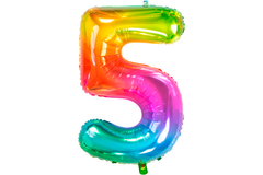 Foil Balloon Shaped Number 5 Yummy Gummy Rainbow - 81 cm