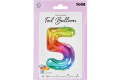 Foil Balloon Shaped Number 5 Yummy Gummy Rainbow - 81 cm
