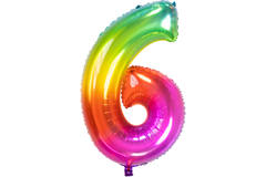 Foil Balloon Shaped Number  6 Yummy Gummy Rainbow - 81 cm