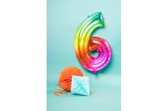 Foil Balloon Shaped Number  6 Yummy Gummy Rainbow - 81 cm