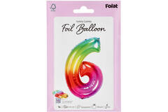Foil Balloon Shaped Number  6 Yummy Gummy Rainbow - 81 cm
