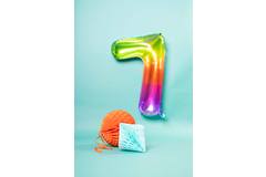 Foil Balloon Shaped Number 7 Yummy Gummy Rainbow - 81 cm