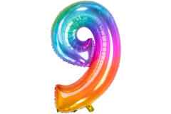 Foil Balloon Shaped Number 9 Yummy Gummy Rainbow - 81 cm