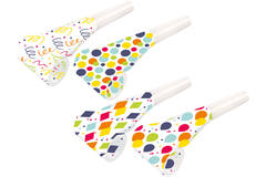 4 Blowouts Assorted Plastic / Paper 30 cm