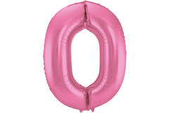 Foil Balloon Number 0 - Pink Metallic Mat - 86 cm