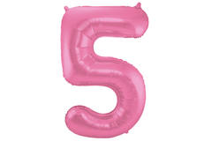 Foil Balloon Number 5 - Pink Metallic Mat - 86 cm