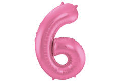 Foil Balloon Number 6 - Pink Metallic Mat - 86 cm