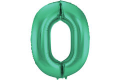 Foil Balloon Number 0 - Green Metallic Mat - 86 cm