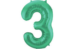 Foil Balloon Number 3 - Green Metallic Mat - 86 cm