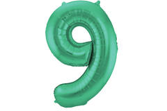 Foil Balloon Number 9 - Green Metallic Mat - 86 cm