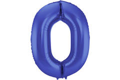 Foil Balloon Number 0 - Blue Metallic Mat - 86 cm 