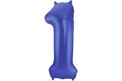 Foil Balloon Number 1 - Blue Metallic Mat - 86 cm 