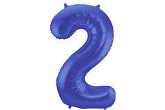 Foil Balloon Number 2 - Blue Metallic Mat - 86 cm 