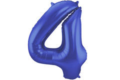 Foil Balloon Number 4 - Blue Metallic Mat - 86 cm 