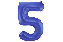 Foil Balloon Number 5 - Blue Metallic Mat - 86 cm 