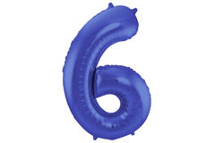 Foil Balloon Number 6 - Blue Metallic Mat - 86 cm 