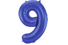 Foil Balloon Number 9 - Blue Metallic Mat - 86 cm 