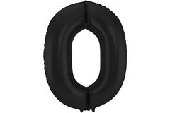 Foil Balloon Number 0 Black Metallic Matt - 86 cm