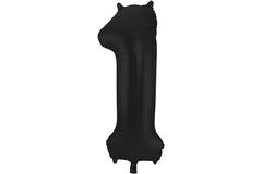 Foil Balloon Number 1 Black Metallic Matt - 86 cm