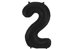 Foil Balloon Number 2 Black Metallic Matt - 86 cm