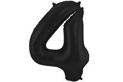 Foil Balloon Number 4 Black Metallic Matt - 86 cm