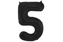 Foil Balloon Number 5 Black Metallic Matt - 86 cm