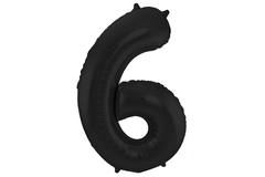 Foil Balloon Number 6 Black Metallic Matt - 86 cm