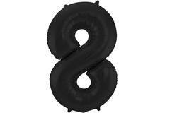 Foil Balloon Number 8 Black Metallic Matt - 86 cm