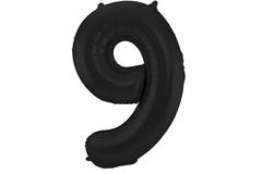 Foil Balloon Number 9 Black Metallic Matt - 86 cm