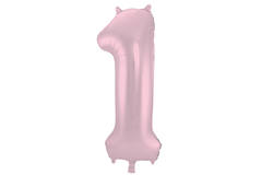 Foil Balloon Number 1 Pastel Pink Metallic Matt - 86 cm