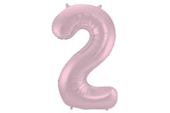Foil Balloon Number 2 Pastel Pink Metallic Matt - 86 cm