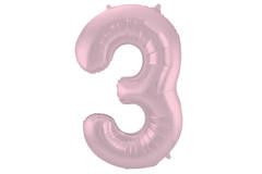 Foil Balloon Number 3 Pastel Pink Metallic Matt - 86 cm