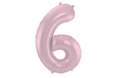 Foil Balloon Number 6 Pastel Pink Metallic Matt - 86 cm