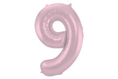 Foil Balloon Number 9 Pastel Pink Metallic Matt - 86 cm