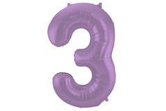 Foil Balloon Number 3 Purple Metallic Matt - 86 cm