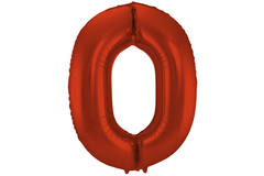 Foil Balloon Number 0 Red Metallic Matt - 86 cm