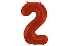 Foil Balloon Number 2 Red Metallic Matt - 86 cm