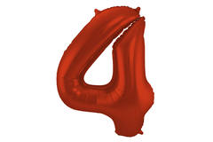 Foil Balloon Number 4 Red Metallic Matt - 86 cm