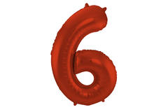 Foil Balloon Number 6 Red Metallic Matt - 86 cm