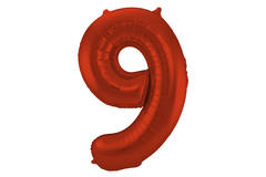 Foil Balloon Number 9 Red Metallic Matt - 86 cm