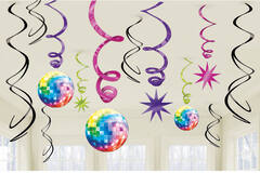 12 Swirl Decorations Disco Fever 70's Foil / Paper 61 cm
