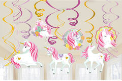 12 Swirl Decoration Magical Unicorn Foil / Paper 61 cm
