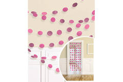 6 String Decorations Glitter Bright Pink Foil 213 cm
