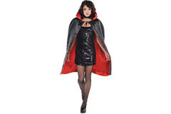 Cape with Collar Black & Red Reversible One Size