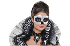 Mask Venetian Skull Black & Bone One Size