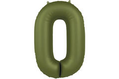 Foil balloon Number 0 - Olive Green - Ultra Matt - 86 cm